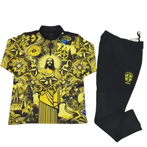 2425 Brazil Jesus yellow Training suit set