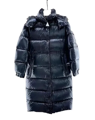 Moncler Down Jacket - Navy Long Hooded, Women's