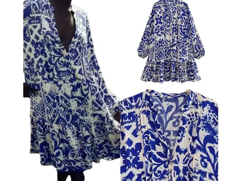 Zara Dress - Blue Print Tiered Mini