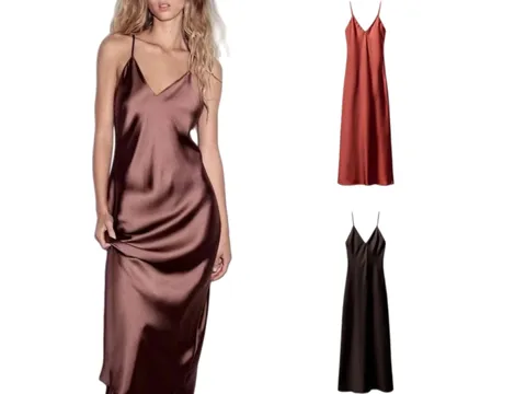 Zara Dress - Satin Slip Maxi Multi-Colour, Cinched