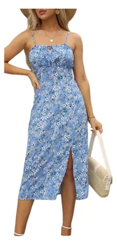 Zara Dress - Blue Floral Slip Midi