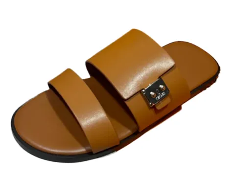 Hermes Slippers - Tan Leather Sandal