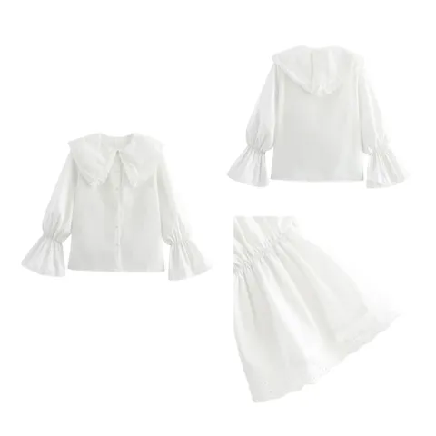 Zara Shirt - White Ruffle Collar
