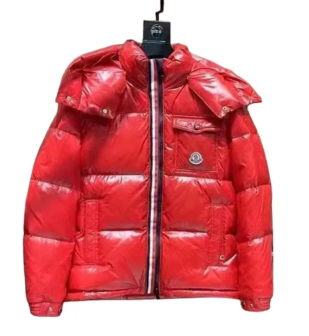 Moncler Quilted Jacket - Red Glossy Hooded