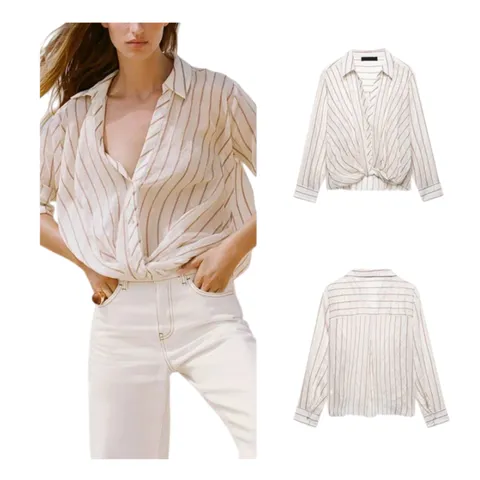 Zara Shirt - White Stripe Twist