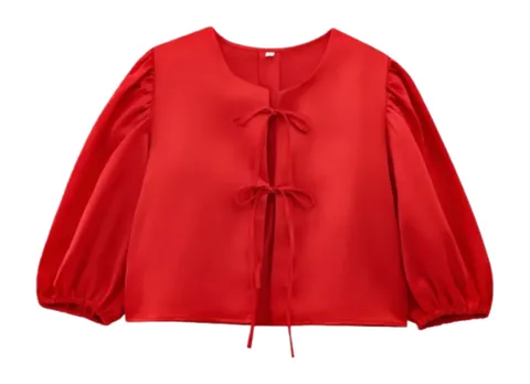 Zara Shirt - Red Tie-Front