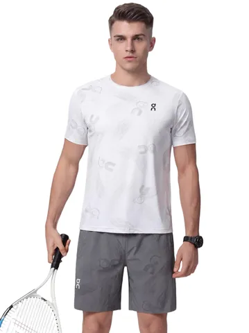 On Running Set - White Tee & Grey Shorts