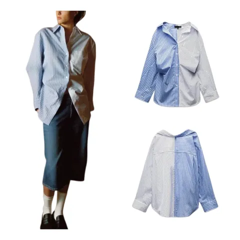 Zara Shirt - Blue & White Split, Poplin II