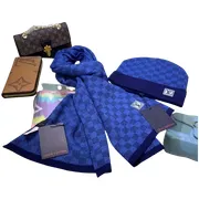 LV Knitted Hat - Blue Damier Scarf & Beanie