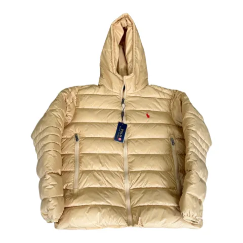 Ralph Lauren Quilted Jacket - Tan Hooded Puffer