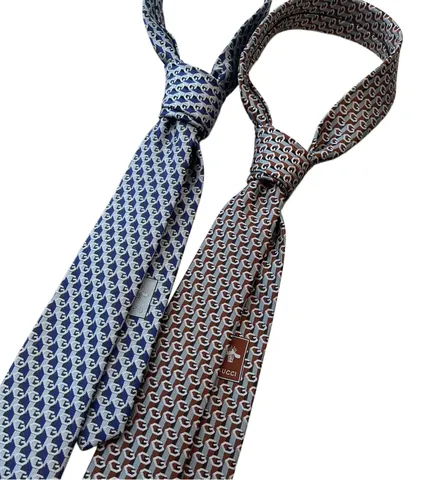 Gucci Tie - Blue & Brown GG Tie