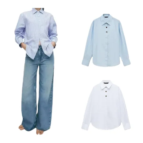 Zara Shirt - Sky Blue & White
