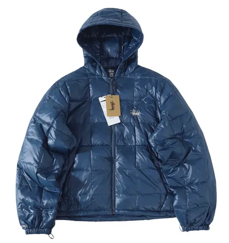 Stussy Down Jacket - Blue Glossy Hooded