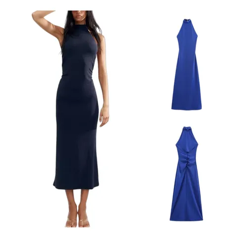 Zara Dress - Halter Midi Multi-Colour