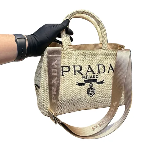 Prada Bag - Raffia Logo Tote