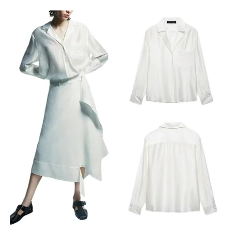 Zara Shirt - White Pocket Detail