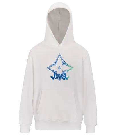 LV Hoodie - White Blue Flower Logo