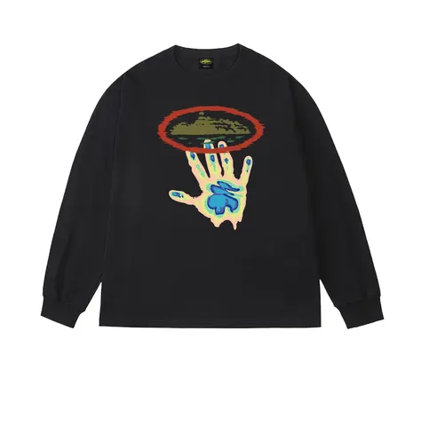 Corteiz Long Tee - Black Hand Print