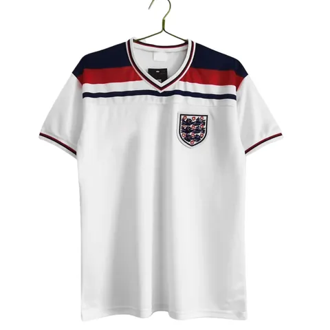 1982 season England home retro Fan version - White, Navy Shoulders