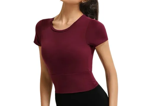 Alo Tee - Burgundy Fitted, Cropped