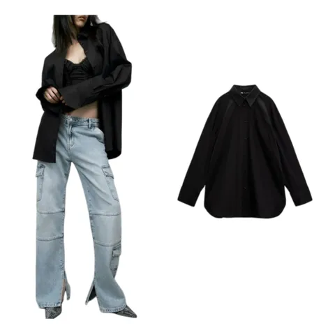 Zara Shirt - Black Oversized, Cotton