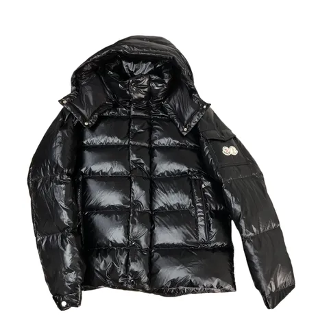 Moncler Quilted Jacket - Black Glossy Hooded