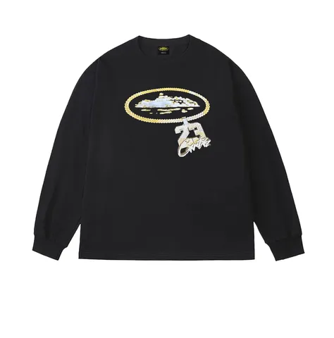 Corteiz Long Tee - Black Gold Alcatraz