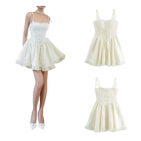 Zara Dress - Cream Lace-Up Mini