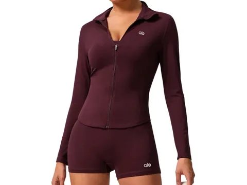Alo Hoodie - Burgundy Fitted Zip