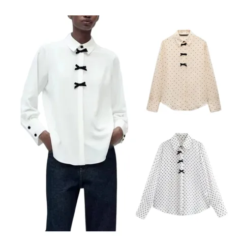 Zara Shirt - Bow Button Multi-Colour
