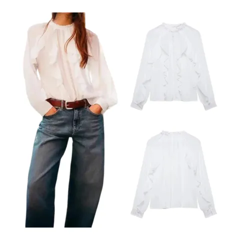Zara Shirt - White Balloon Sleeve
