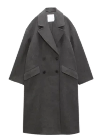 Zara Coat - Grey Double-Breasted Coat