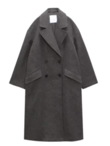 Zara Coat - Grey Double-Breasted Coat