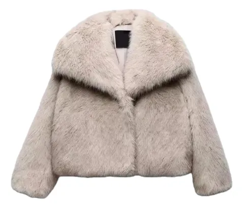 Zara Short Coat - Cream Faux Fur
