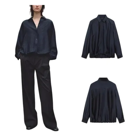Zara Shirt - Navy Satin
