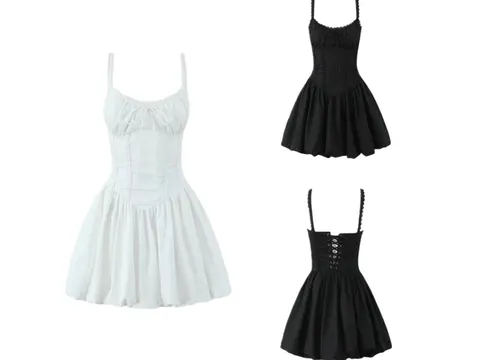 Zara Dress - White Corset Mini, Cinched