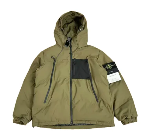 Stone Island Quilted Jacket - Olive Hooded