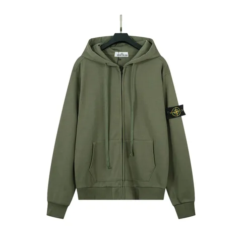 Stone Island Zipper Hoodie - Olive Zip Hoodie