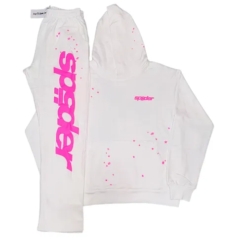 Sp5der Set - White Pink Logo Set