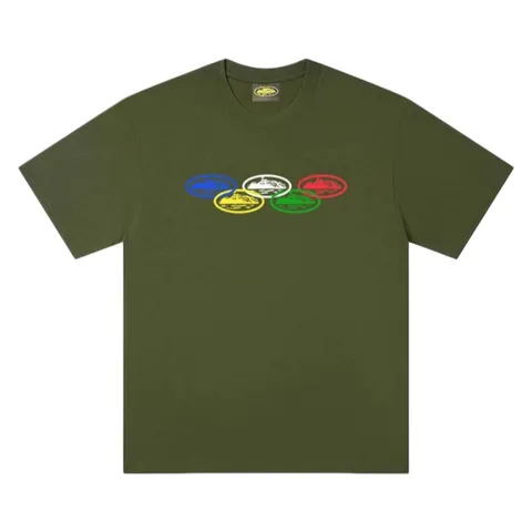 Corteiz Tee - Olive Olympic Rings