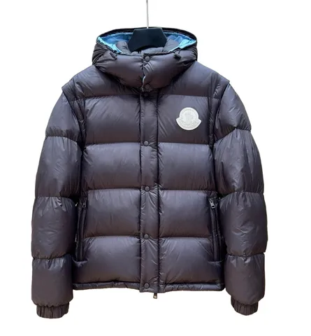 Moncler Down Jacket - Brown Glossy Hooded