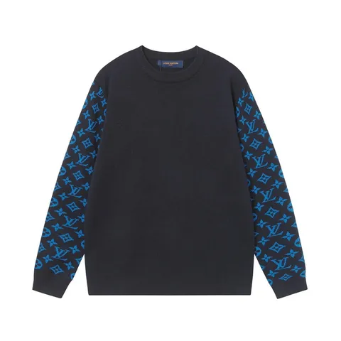LV Sweater - Black Monogram Sleeve Knit