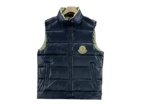 Moncler Vest - Navy Glossy, Stand-Collar II