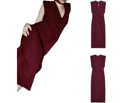 Zara Dress - Burgundy Draped Midi