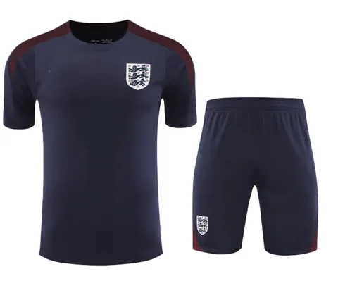 2425 England Training clothes suit Short sleeve Fan version - Navy Tee & Shorts