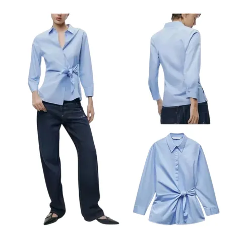 Zara Shirt - Sky Blue Tie-Waist
