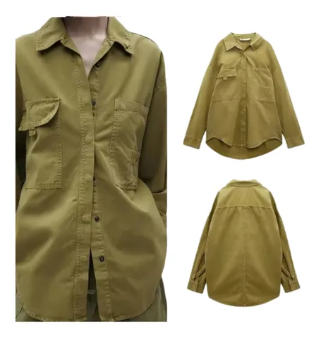 Zara Tops - Olive Utility Overshirt