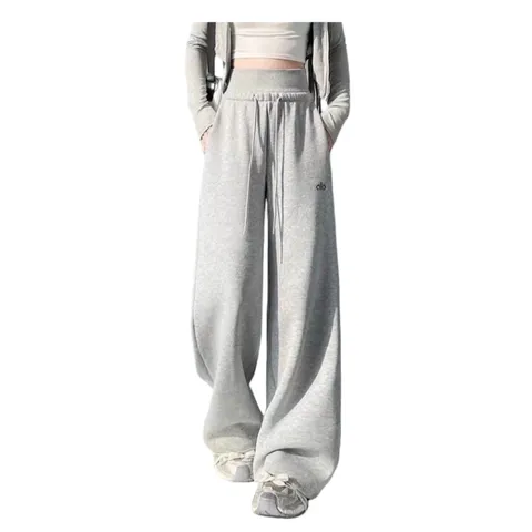 Alo Pants - Heather Grey Wide-Leg