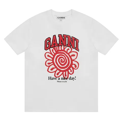 Ganni T-Shirt - White Red Flower