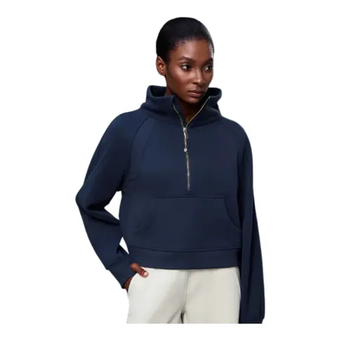 Alo Hoodie - Navy Half-Zip, Fleece-Lined II